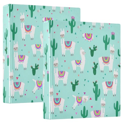 Skurriles Adorable Lamas Aqua Blue 3-Ringbuch, flexibler D-Ringordner mit Taschen, 3-Ringbücher für Schule, Uni, Büro von RPLIFE