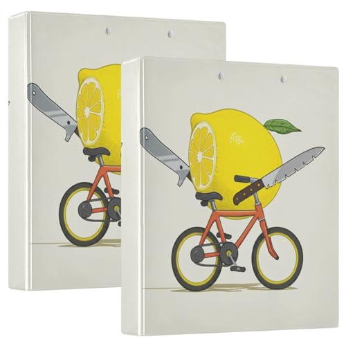 Sliced Lemon Trip Beige 3-Ringbuch, Flexibler D-Ringordner mit Taschen, 3-Ringbücher für Schule, Uni, Büro von RPLIFE