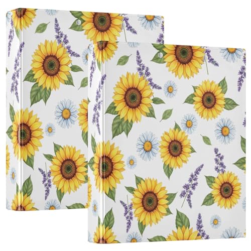 Sonnenblumen-Drei-Ringbuch, flexibler D-Ringordner mit Taschen, 3-Ringbücher für Schule, Uni, Büro von RPLIFE