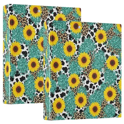 Sonnenblumen-Leopardenmuster, 3-Ringbuch, flexibler D-Ringordner mit Taschen, 3-Ringbücher für Schule, Uni, Büro Sonnenblumen-Leopardenmuster, 3-Ringbuch, flexibler D-Ringordner mit Taschen, 3-Ringbücher für Schule, Uni, Büro von RPLIFE