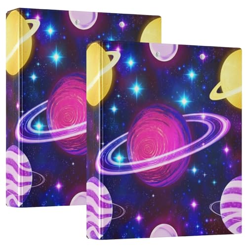 Space Planets 3-Ringbuch, flexibler D-Ringordner mit Taschen, 3-Ringbücher für Schule, Uni, Büro (2 Stück) von RPLIFE