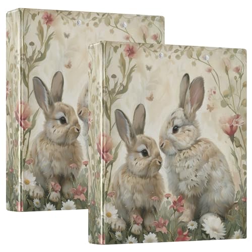 Spring Bunnies Osterhase 3-Ringbuch, D-Ringbuch mit Klemmbrett, 3 große Ordner für Schule, Uni, Büro, 3 Stück von RPLIFE