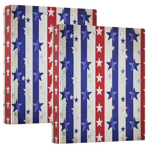 Stars Us Flaggen-Ringbuch mit drei Ringen, 3,8 cm, flexible D-Ringbücher mit Taschen, 3 Ringbücher für Schule, Uni, Büro, 2 Stück von RPLIFE