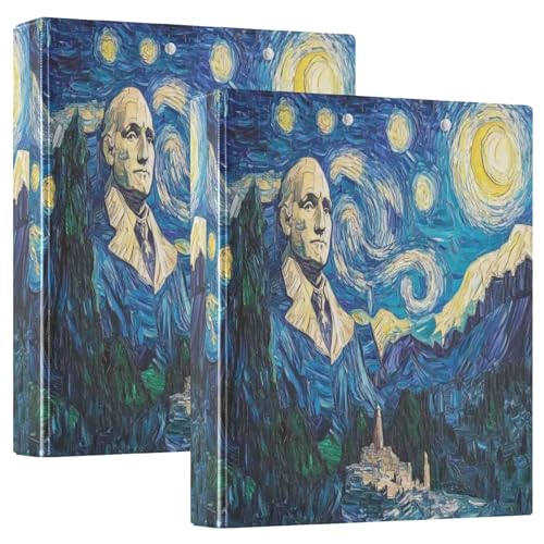 Sternennacht, tolle Statue, 3-Ringbuch, D-Ringbuch mit Taschen, dekorative Ordner für Schule, Uni oder Büro, 2 Stück Sternennacht, tolle Statue, 3-Ringbuch, D-Ringbuch mit Taschen, dekorative Ordner für Schule, Uni oder Büro, 2 Stück von RPLIFE