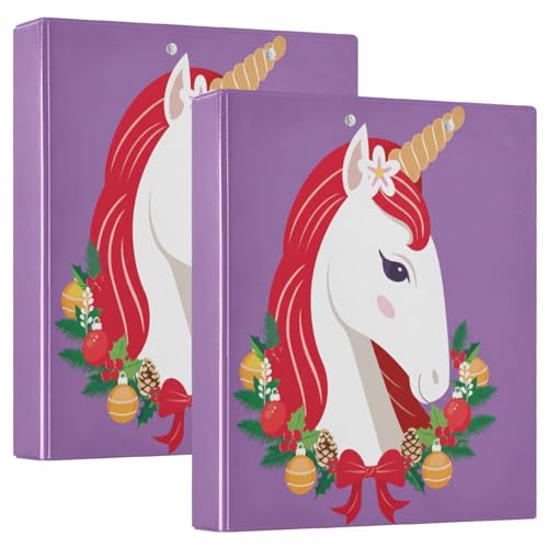 Stilvoller Einhorn-Ringordner mit drei Ringen, flexible D-Ringbücher mit Taschen, 3-Ringbücher für Schule, Uni, Büro von RPLIFE