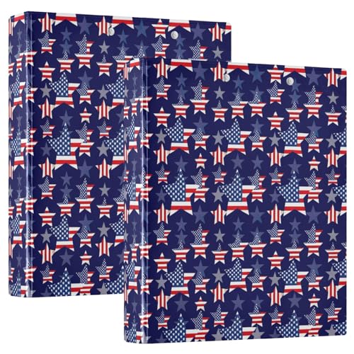 Striped Stars US Flag Navy 3-Ringbuch 1,5 Zoll, flexibler D-Ringordner mit Taschen, 3-Ringbücher für Schule, Uni, Büro von RPLIFE