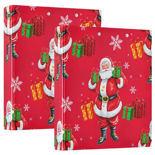 Süßer Weihnachtsmann Rot 3-Ringbuch 1,5 Zoll, Flexibler D-Ringbuch mit Taschen, 3-Ringbücher für Schule, Uni, Büro von RPLIFE