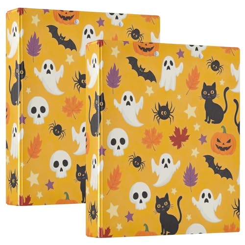 Süßes Halloween-Drei-Ringbuch, D-Ringbuch mit Taschen, dekorative Ordner für Schule, Uni oder Büro, Orange, 2 Stück Süßes Halloween-Drei-Ringbuch, D-Ringbuch mit Taschen, dekorative Ordner für Schule, Uni oder Büro, Orange, 2 Stück von RPLIFE