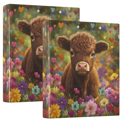 Süßes Highland Cow Flowers Field Drei-Ringbuch 3,8 cm, flexible D-Ringbücher mit Taschen, 3-Ringbücher für Schule, Uni, Büro Süßes Highland Cow Flowers Field Drei-Ringbuch 3,8 cm, flexible D-Ringbücher mit Taschen, 3-Ringbücher für Schule, Uni, Büro von RPLIFE