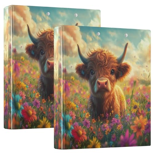 Süßes Highland Cow Flowers Field Drei-Ringbuch 3,8 cm, flexibler D-Ringordner mit Taschen, 3-Ringbücher für Schule, Uni, Büro Süßes Highland Cow Flowers Field Drei-Ringbuch 3,8 cm, flexibler D-Ringordner mit Taschen, 3-Ringbücher für Schule, Uni, Büro von RPLIFE