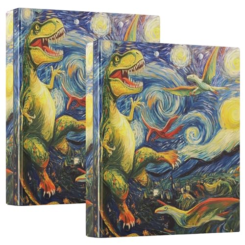 T Rex Chasing Pterodactyls Starry Night 3-Ringbuch, Flexibler D-Ringordner mit Taschen, 3-Ringbücher für Schule, Uni, Büro T Rex Chasing Pterodactyls Starry Night 3-Ringbuch, Flexibler D-Ringordner mit Taschen, 3-Ringbücher für Schule, Uni, Büro von RPLIFE