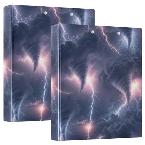 Tornadoes Ringbuch mit drei Ringen, 3,8 cm, D-Ringbuch mit Taschen, dekorative Ordner für Schule, Uni oder Büro, 2 Stück von RPLIFE