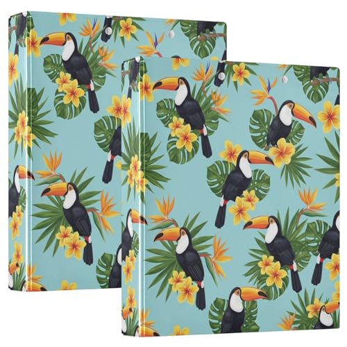 Tropische Tukane, 3,8 cm, 3-Ringbuch, flexibler D-Ringordner mit Taschen, 3-Ringbücher für Schule, Uni, Büro (2 Stück) von RPLIFE