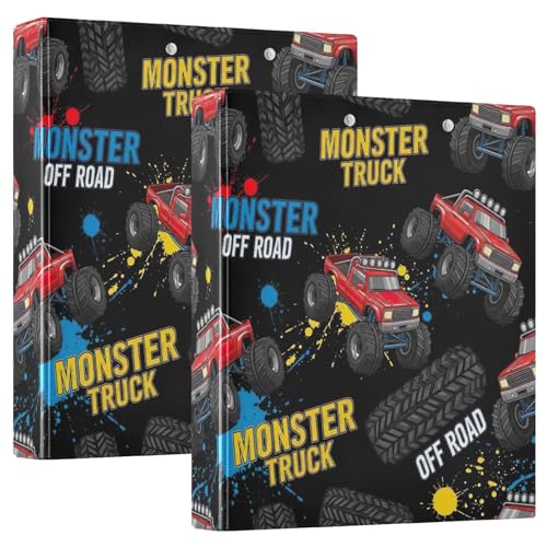 Vibrant Red Monster Trucks Drei-Ringbuch, flexible D-Ringbücher mit Taschen, 3-Ringbücher für Schule, Uni, Büro Vibrant Red Monster Trucks Drei-Ringbuch, flexible D-Ringbücher mit Taschen, 3-Ringbücher für Schule, Uni, Büro von RPLIFE