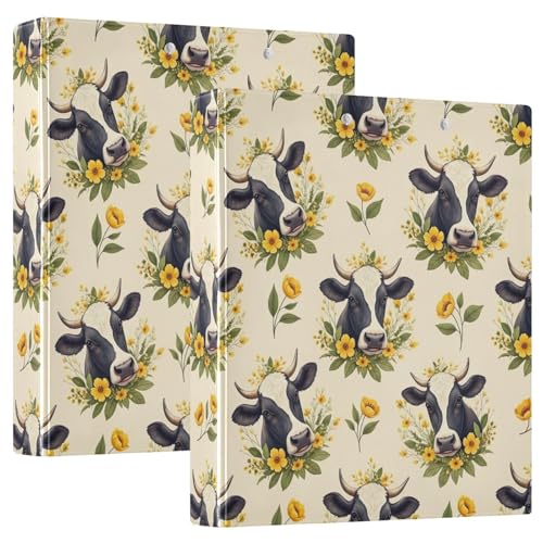 Vintage Wildblumen Kühe Beige Drei-Ringbuch Flexible D-Ringbücher mit Taschen 3-Ringbücher für Schule, Uni, Büro Vintage Wildblumen Kühe Beige Drei-Ringbuch Flexible D-Ringbücher mit Taschen 3-Ringbücher für Schule, Uni, Büro von RPLIFE