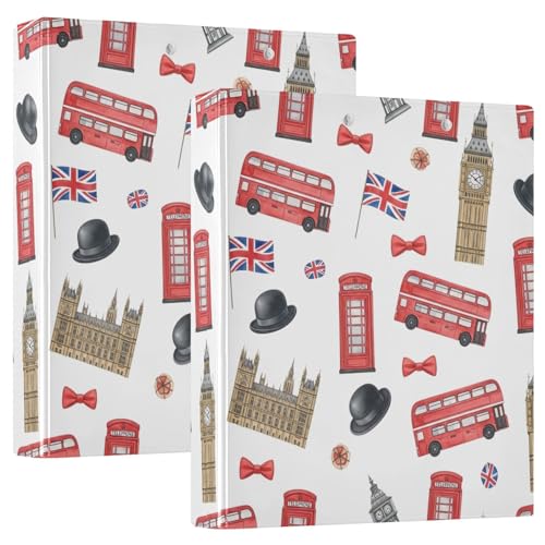 Watercolor London Symbols Drei-Ringbuch, flexibler D-Ringordner mit Taschen, 3-Ringbücher für Schule, Uni, Büro Watercolor London Symbols Drei-Ringbuch, flexibler D-Ringordner mit Taschen, 3-Ringbücher für Schule, Uni, Büro von RPLIFE