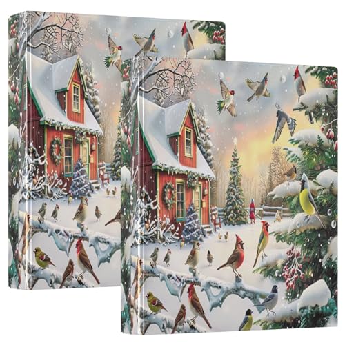 Weihnachtshütte 3,8 cm 3-Ringbuch, flexibler D-Ringordner mit Taschen, 3-Ringbücher für Schule, Uni, Büro von RPLIFE