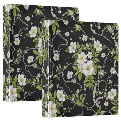 Weiße Blumen Schwarz 3-Ringbuch 1,5 Zoll, Flexible D-Ringbücher mit Taschen, 3-Ringbücher für Schule, Uni, Büro Weiße Blumen Schwarz 3-Ringbuch 1,5 Zoll, Flexible D-Ringbücher mit Taschen, 3-Ringbücher für Schule, Uni, Büro von RPLIFE