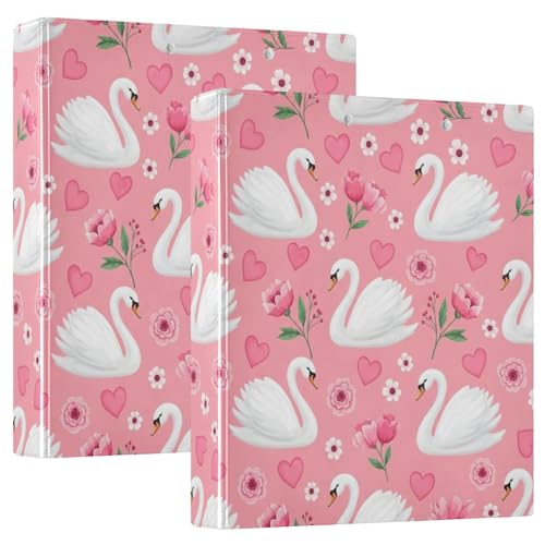 White Swans Drei-Ringbuch, D-Ringbuch mit Klemmbrett, groß, 3 Ordner für Schule, Uni, Büro (2 Stück) von RPLIFE