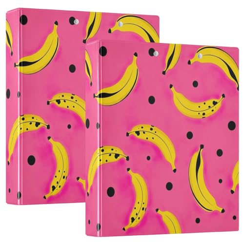Yellow Bananas Black Dots 3-Ringbuch 3,8 cm, D-Ringbuch mit Klemmbrett, große 3 Ordner für Schule, Uni, Büro (2 Stück) von RPLIFE
