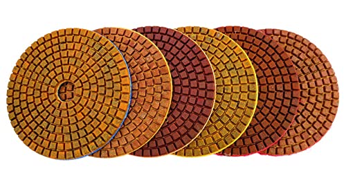 Diamant-Polierpads 6 STÜCKE 4 Zoll Diamant-Polierpads Trocken- oder Nass-Polierpad mit Kupferbindung for Schleifen von Granit, Marmor, Betonboden(200) von RPXHZLKTM