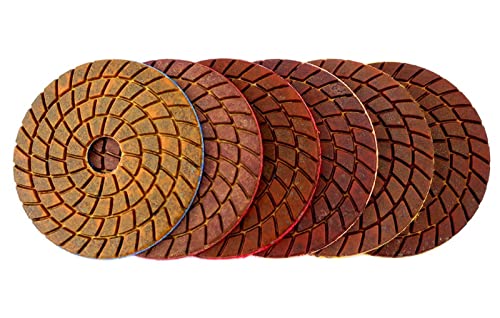 Diamant-Polierpads 6 STÜCKE 4 Zoll Kupfer Metall Bindung Nass Diamant Polieren Pads for Granit Marmor Beton Boden Schleifen Disc(200) von RPXHZLKTM