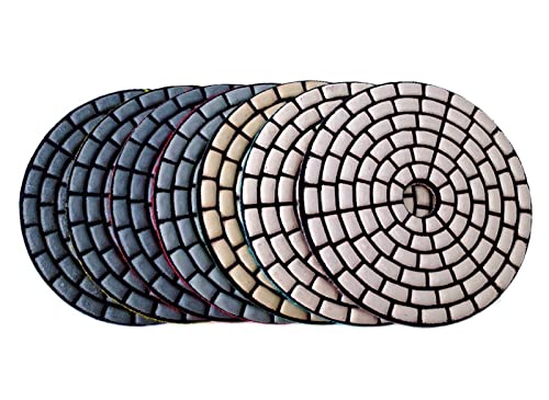Diamant-Polierpads 7 STÜCKE 100mm Trockenpolierpads Scharfe 4-Zoll-Diamantpolierpads for Granit, Marmor, Beton, Bodenschleifscheibe(400) von RPXHZLKTM