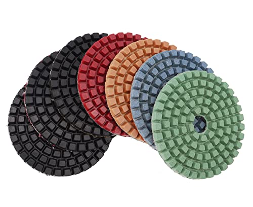Diamant-Polierpads 7 STÜCKE 4 Zoll Nass-/Trocken-Diamant-Polierpad Dicke 5 mm Flexible Schleifräder for Granit Marmor Stein Keramikfliesen(400) von RPXHZLKTM