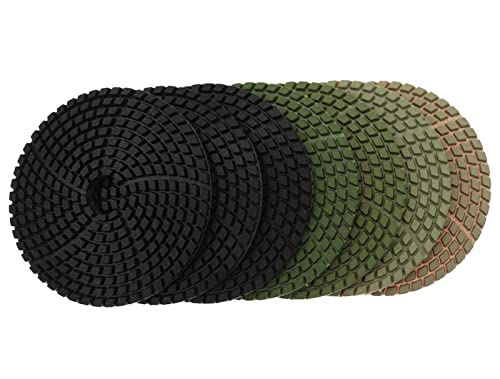 Diamant-Polierpads 7 Teile/satz 4 Zoll Diamant Polieren Pads 100mm Spin Typ Nass Polieren Pad for Granit Marmor Beton Boden Schleifen Disc(200) von RPXHZLKTM