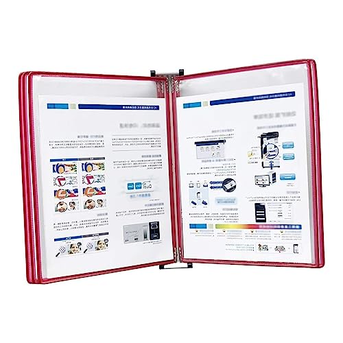 Find Reference Display Dokumentenhalter Flip-Dateihalter, 5 doppelseitige Paneele, Universaltaschen mit einer Kapazität von 10 Blatt, Wanddisplay-Ordnerbinder(Red) von RPXHZLKTM