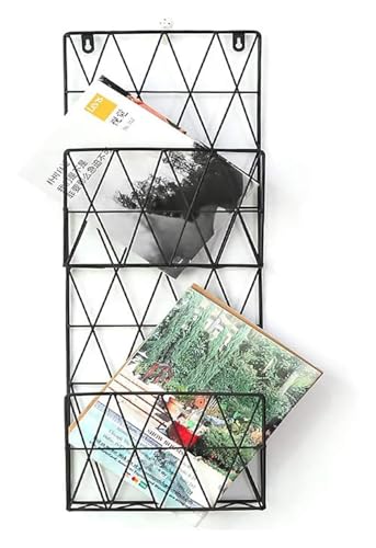 Hängemappenhalter für die Wand 2-lagiger Hänge-Wandordner, Zeitschriftenaufbewahrung, Organizer, Bücherregalhalter, dekorativer, wandmontierter Zeitschriften-/Zeitungshalter(Black) von RPXHZLKTM