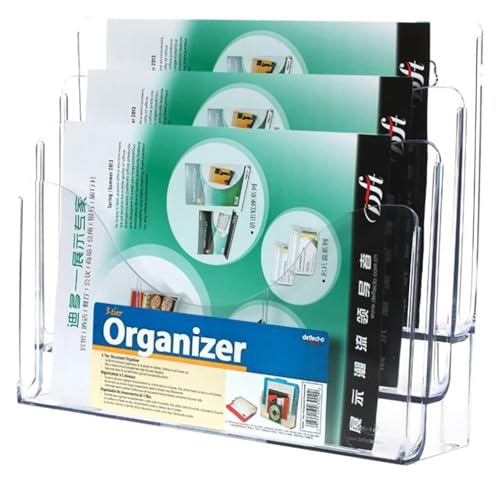 Hängemappenhalter für die Wand 3-stufiger horizontaler Ausstellungsständer zur Wandmontage for die Theke auf dem Schreibtisch, transparenter A4-Broschürenhalter aus Kunststoff Hängemappenhalter für die Wand 3-stufiger horizontaler Ausstellungsständer zur Wandmontage for die Theke auf dem Schreibtisch, transparenter A4-Broschürenhalter aus Kunststoff von RPXHZLKTM