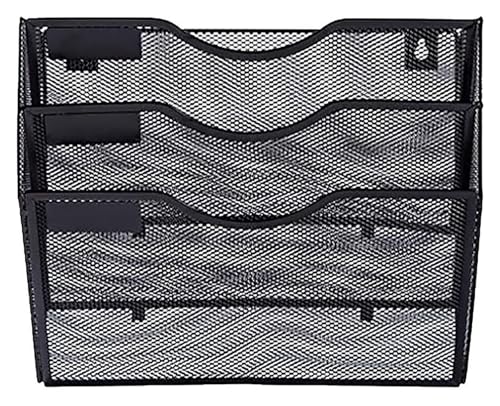 Hängemappenhalter für die Wand 3-stufiges A4-Netzfach, Aktenhalter, Post-Organizer, Zeitungs- und Zeitschriftenregal, Bücherregal, Nachschlagewerk, Rechnungsaufbewahrungskörbe(Black) von RPXHZLKTM