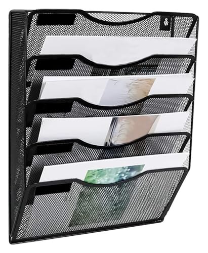 Hängemappenhalter für die Wand 5-lagiger Zeitschriften-Organizer aus Metall im A4-Format, als Aufbewahrungslösung for Badezimmer oder Büro, for Bücher, Tablets und Zeitungen(Black) von RPXHZLKTM