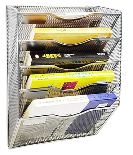 Hängemappenhalter für die Wand 5-lagiger Zeitschriften-Organizer aus Metall im A4-Format, als Aufbewahrungslösung for Badezimmer oder Büro, for Bücher, Tablets und Zeitungen(Silver) von RPXHZLKTM