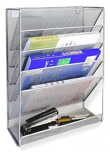 Hängemappenhalter für die Wand 5-lagiges, an der Wand montiertes schwebendes Bücherregal, Dokumentenablageständer, Schreibtisch-Organizer, Bücherregal, Zeitschriftenständer(Silver) von RPXHZLKTM