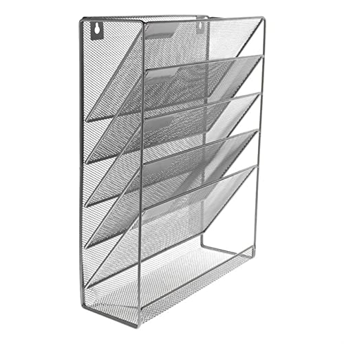 Hängemappenhalter für die Wand 5-lagiges modernes Hängeregal aus schwarzem Metall for Studentenwohnheime, Nachttisch, Wandregal for Aktenhalter von RPXHZLKTM