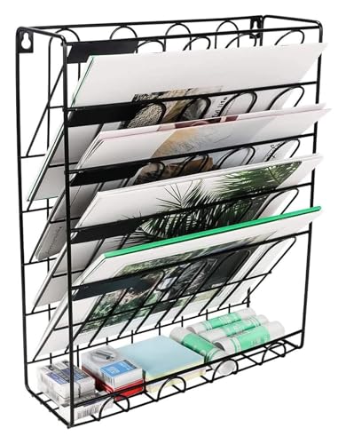 Hängemappenhalter für die Wand A4-Zeitschriftenständer, 6-stufiger Hängender Wandaktenhalter, Post-Organizer, Zeitschriften-Desktop-Bücherregal, kreatives Lagerregal von RPXHZLKTM