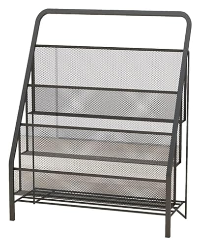 Hängemappenhalter für die Wand Bücherregal for Kinder, 3 Ebenen, Eisenkunst, kleines Bücherregal for Kinder, kreativ, schlicht, for das Wohnzimmer, von Boden zu Boden, 43 x 23 x 64 cm(Black) von RPXHZLKTM