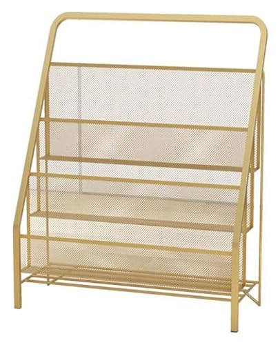 Hängemappenhalter für die Wand Bücherregal for Kinder, 3 Ebenen, Eisenkunst, kleines Bücherregal for Kinder, kreativ, schlicht, for das Wohnzimmer, von Boden zu Boden, 43 x 23 x 64 cm(Metallic) von RPXHZLKTM