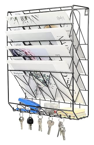 Hängemappenhalter für die Wand Hängender Wandaktenhalter mit 5 Ebenen, Papier, Briefe, Netz-Organizer for Zeitungen, Bücher, Schreibwaren, Bürozubehör von RPXHZLKTM
