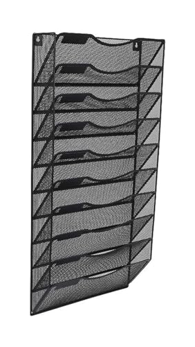 Hängemappenhalter für die Wand Hängeregistraturhalter mit 10 Taschen, Netz-Metall-Organizer, Aufbewahrungsregal, Diagramm, Kaskadierung for Zuhause, Büro, Schule(Black) von RPXHZLKTM