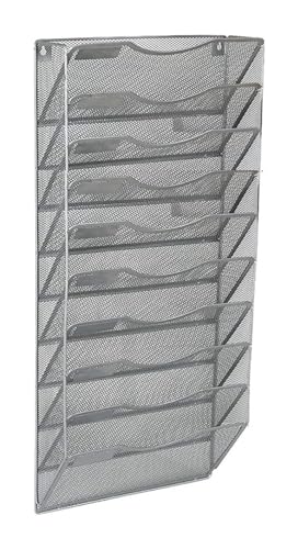 Hängemappenhalter für die Wand Hängeregistraturhalter mit 10 Taschen, Netz-Metall-Organizer, Aufbewahrungsregal, Diagramm, Kaskadierung for Zuhause, Büro, Schule(Gray) von RPXHZLKTM