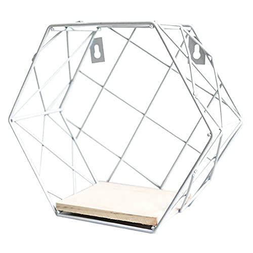 Hängemappenhalter für die Wand Metalldraht-sechseckiger Regal-Klammer-Zeitungsständer passend zur Plattenlagerung(White,23.5x20.5x11.5cm) von RPXHZLKTM