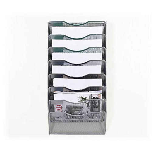 Hängemappenhalter für die Wand Schreibtisch-Aufbewahrungs-Organizer mit 8 Ebenen im Fach, A4-Dokumenten-/Zeitschriftenständer, an der Wand montiertes Rechnungsaufbewahrungsregal(Gray.) von RPXHZLKTM