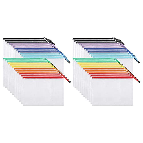 Mesh-Reißverschlusstasche 48 Stück Dokumententaschen mit Reißverschluss, Kunststoff-Aktenordner mit Reißverschluss, Briefgröße, A4-Größe Mesh-Reißverschlusstasche 48 Stück Dokumententaschen mit Reißverschluss, Kunststoff-Aktenordner mit Reißverschluss, Briefgröße, A4-Größe von RPXHZLKTM
