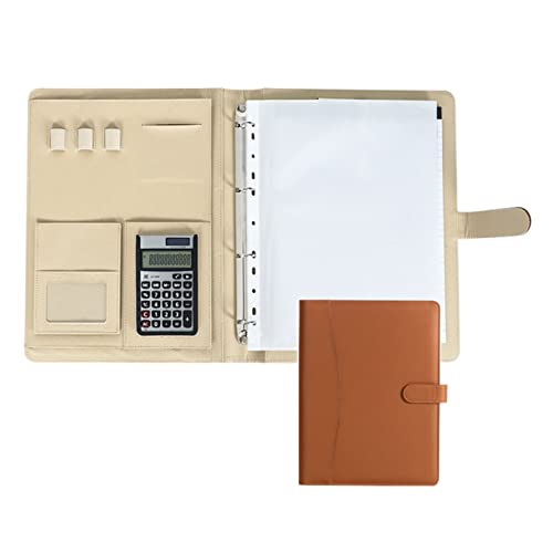 Zwischenablage-Ordner 4-Ringbuch Businessmappe Konferenz- und Präsentationsmappe for Dokumente Präsentationsmappen Visitenkarten(Brown,12digit calculator) von RPXHZLKTM