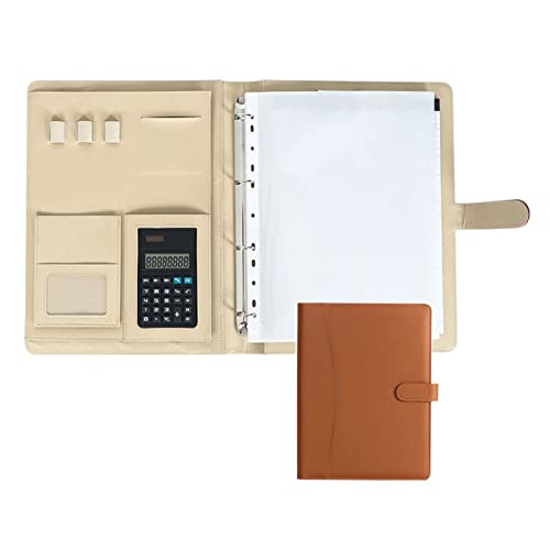 Zwischenablage-Ordner 4-Ringbuch Businessmappe Konferenz- und Präsentationsmappe for Dokumente Präsentationsmappen Visitenkarten(Brown,8digit calculator) von RPXHZLKTM