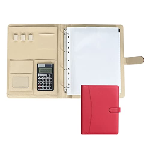Zwischenablage-Ordner 4-Ringbuch Businessmappe Konferenz- und Präsentationsmappe for Dokumente Präsentationsmappen Visitenkarten(Red,12digit calculator) von RPXHZLKTM