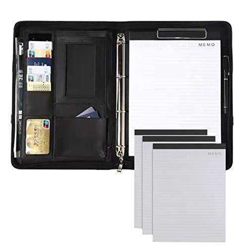 Zwischenablage-Ordner 4 Ringbuch Organizer mit Leder Ordner Schreiben Pad Zipper Business Notebook Bindemittel(4*Notebook) von RPXHZLKTM